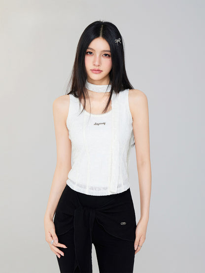 Lace Choker U-Neck Vest