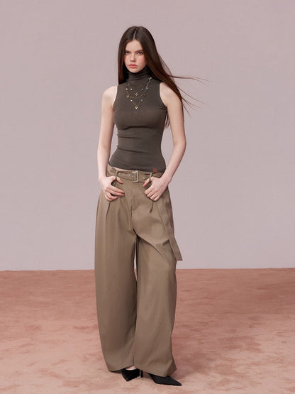 Sleeveless Silk-Blend Fitted Vest