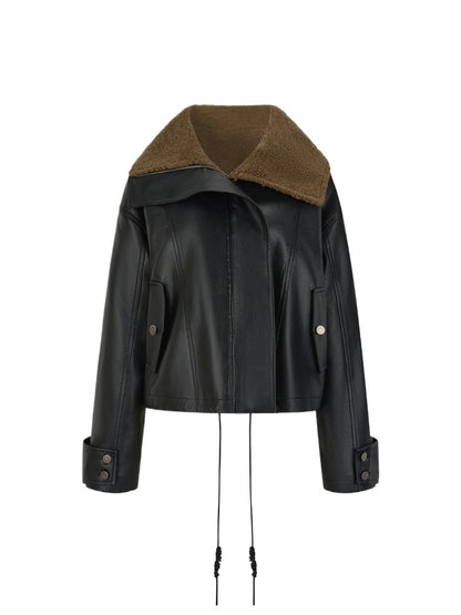 Soft Faux Leather Sherpa Jacket