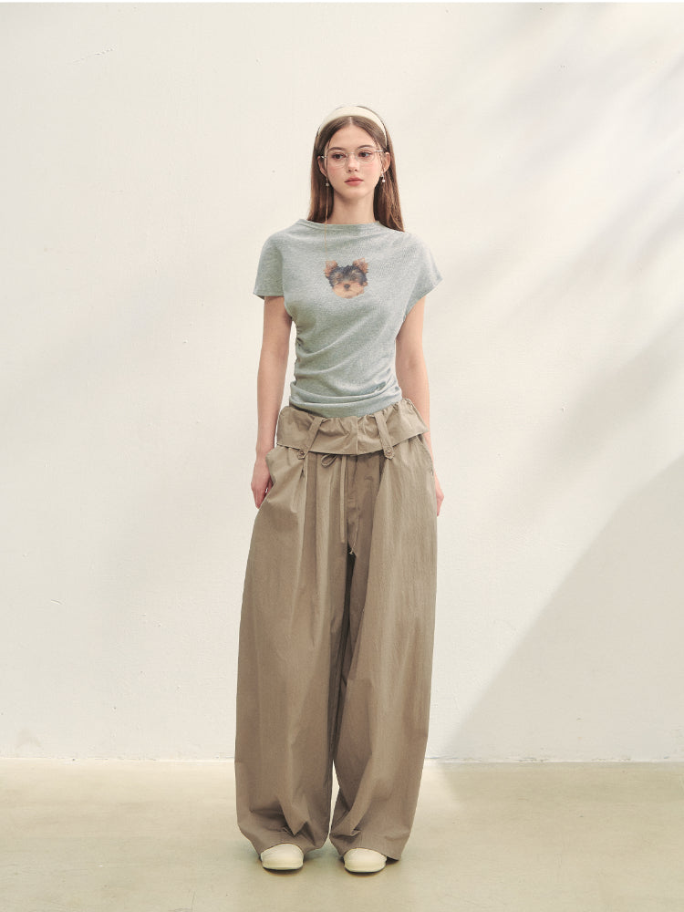 Ruffled Waist Casual Pants - CHINASQUAD