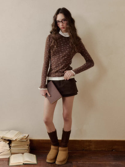 Knit Polo-Collar Long Sleeve T-Shirt