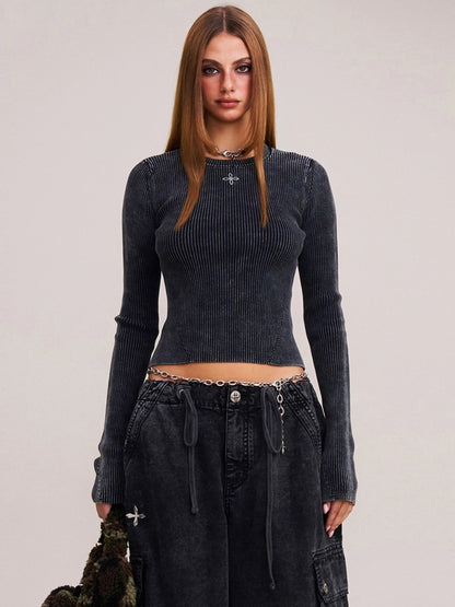 Wild Retro Long-Sleeve Knit Crewneck