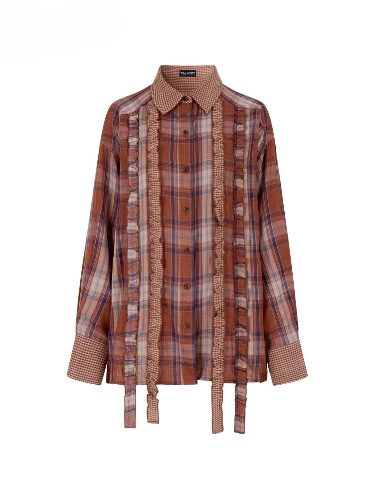 Checkered Loose Long-Sleeve Shirt