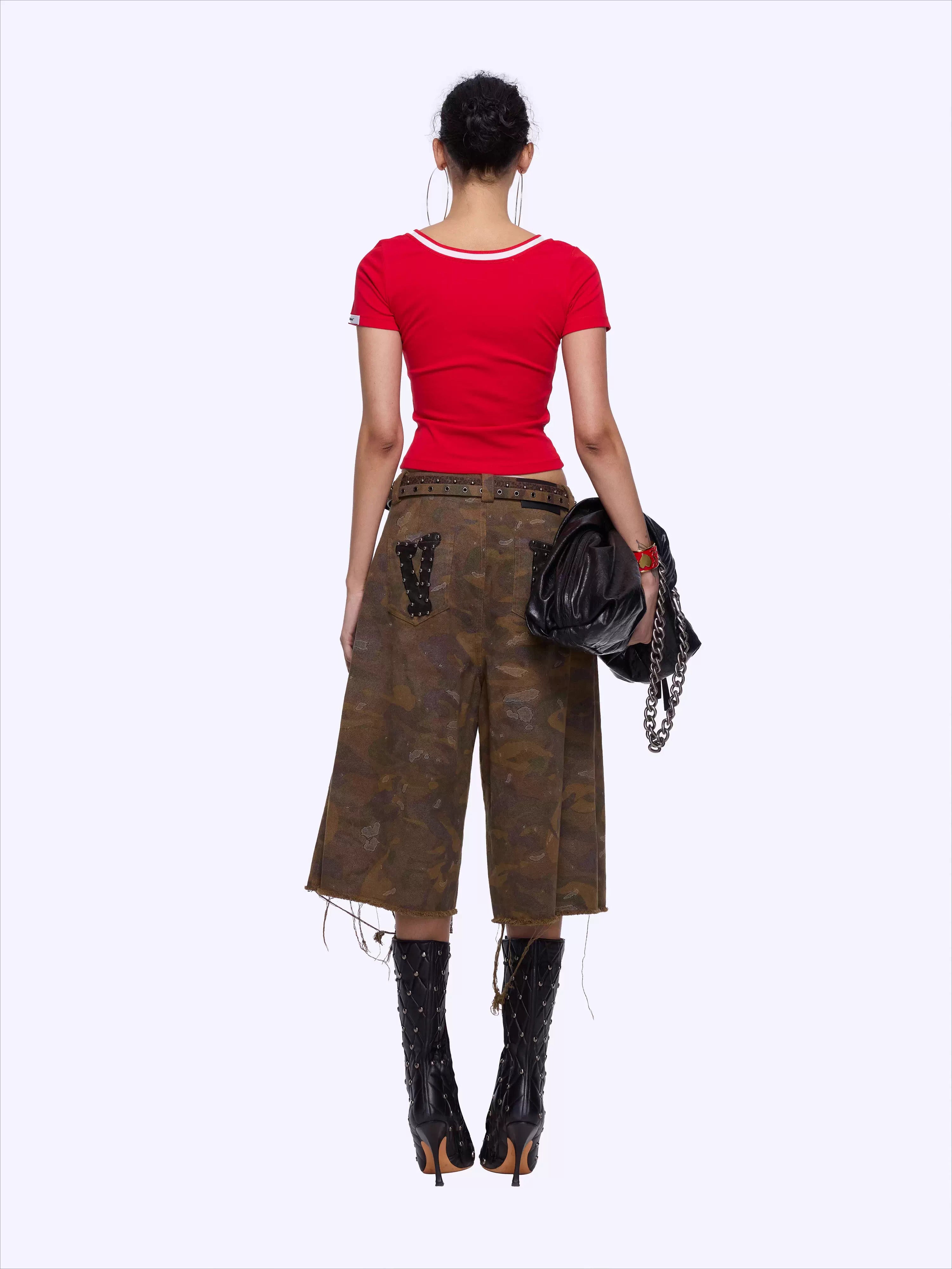 Retro Racing Print Layered-Look Patchwork T-Shirt