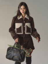 Brown Faux Fur Patchwork Short Jacket - CHINASQUAD