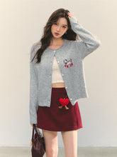 Crew Neck Dalmatian Jacquard Knit Cardigan - CHINASQUAD