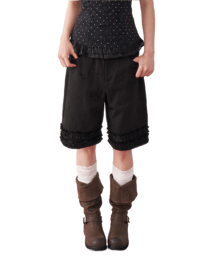 Vintage Lace Trim Lyocell Shorts