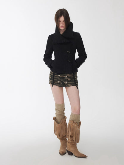 Washed Camo Double-Breasted Canvas Skort