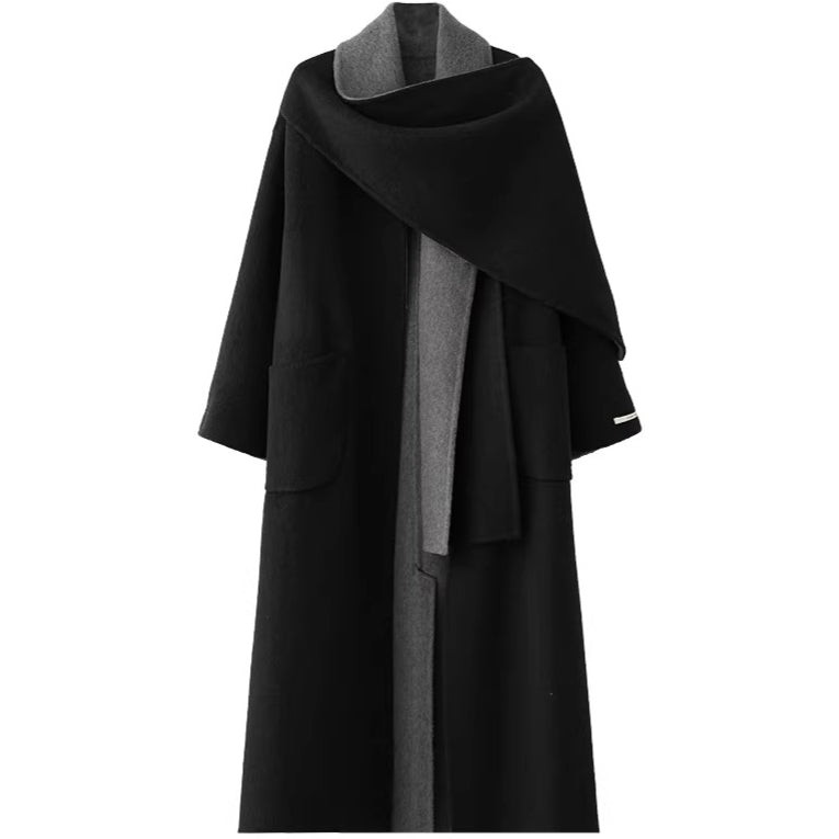 Two-Tone Double-Faced Wool Long Coat