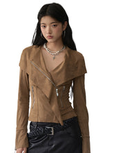 Large Collar Short Suede Jacket - CHINASQUAD