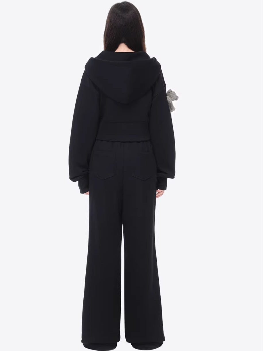 Slim-Fit Cropped Hooded Sweatshirt