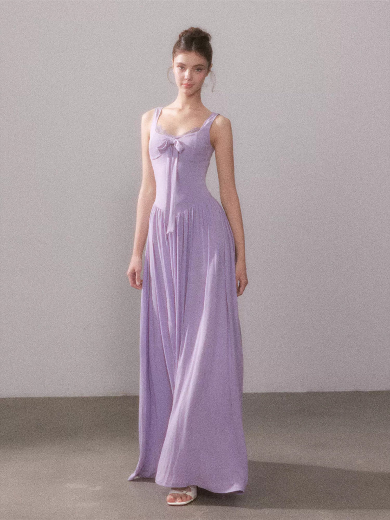 Mist Veil Muse Lace Knit Split Maxi Dress