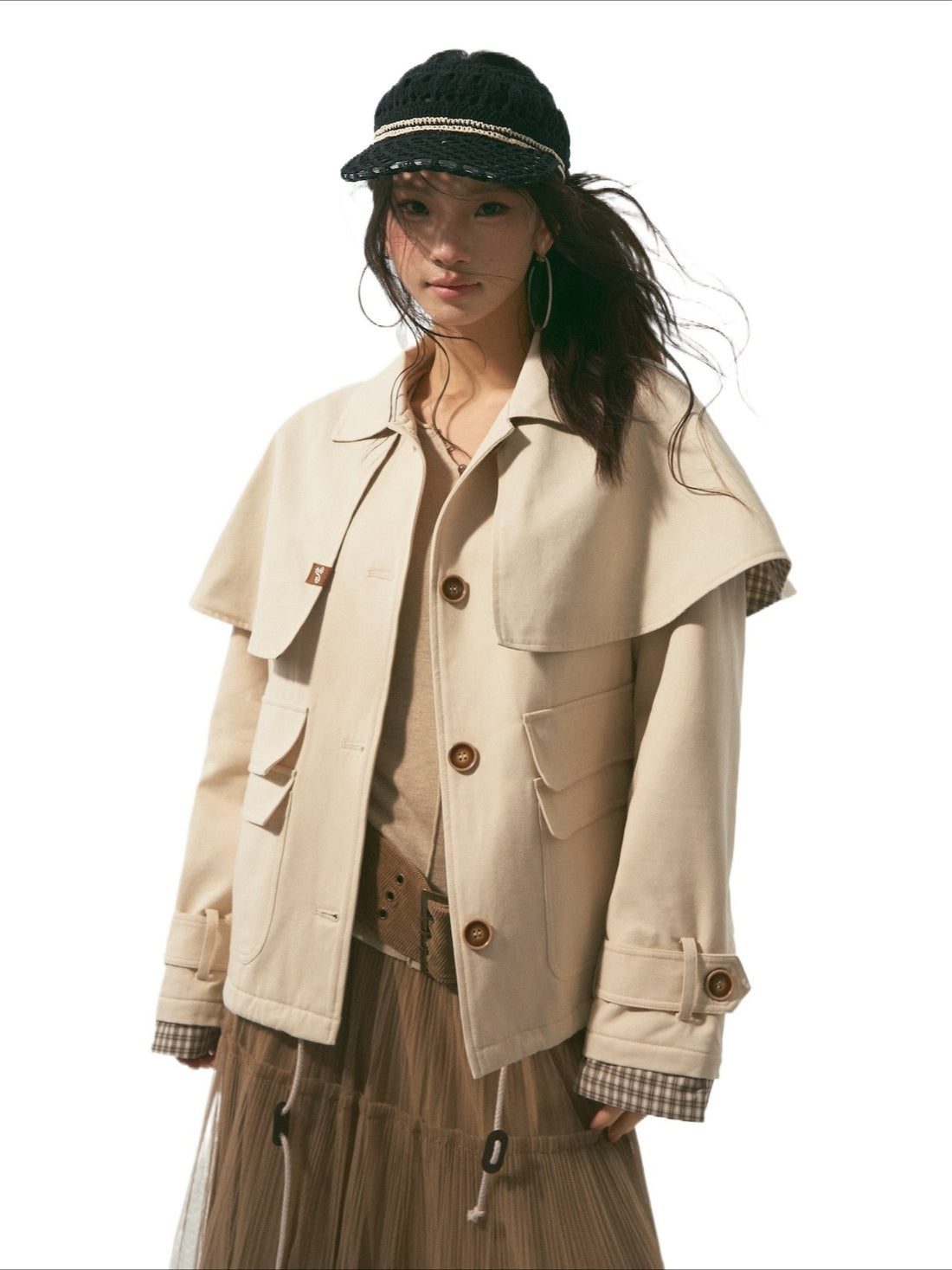 Detachable Cape Quilted Padded Jacket