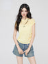 Yellow & Black Hollow Ruffled Knitted T-shirt - CHINASQUAD