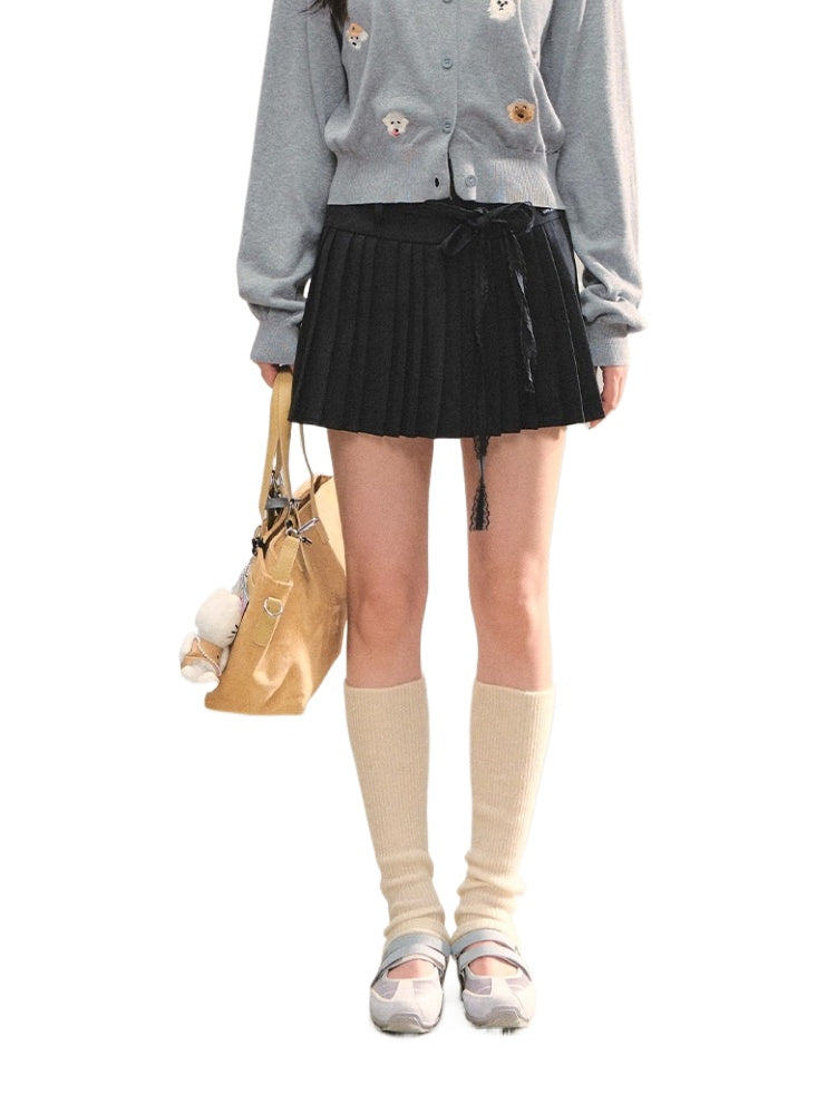 Lace Strap Pleated Skirt