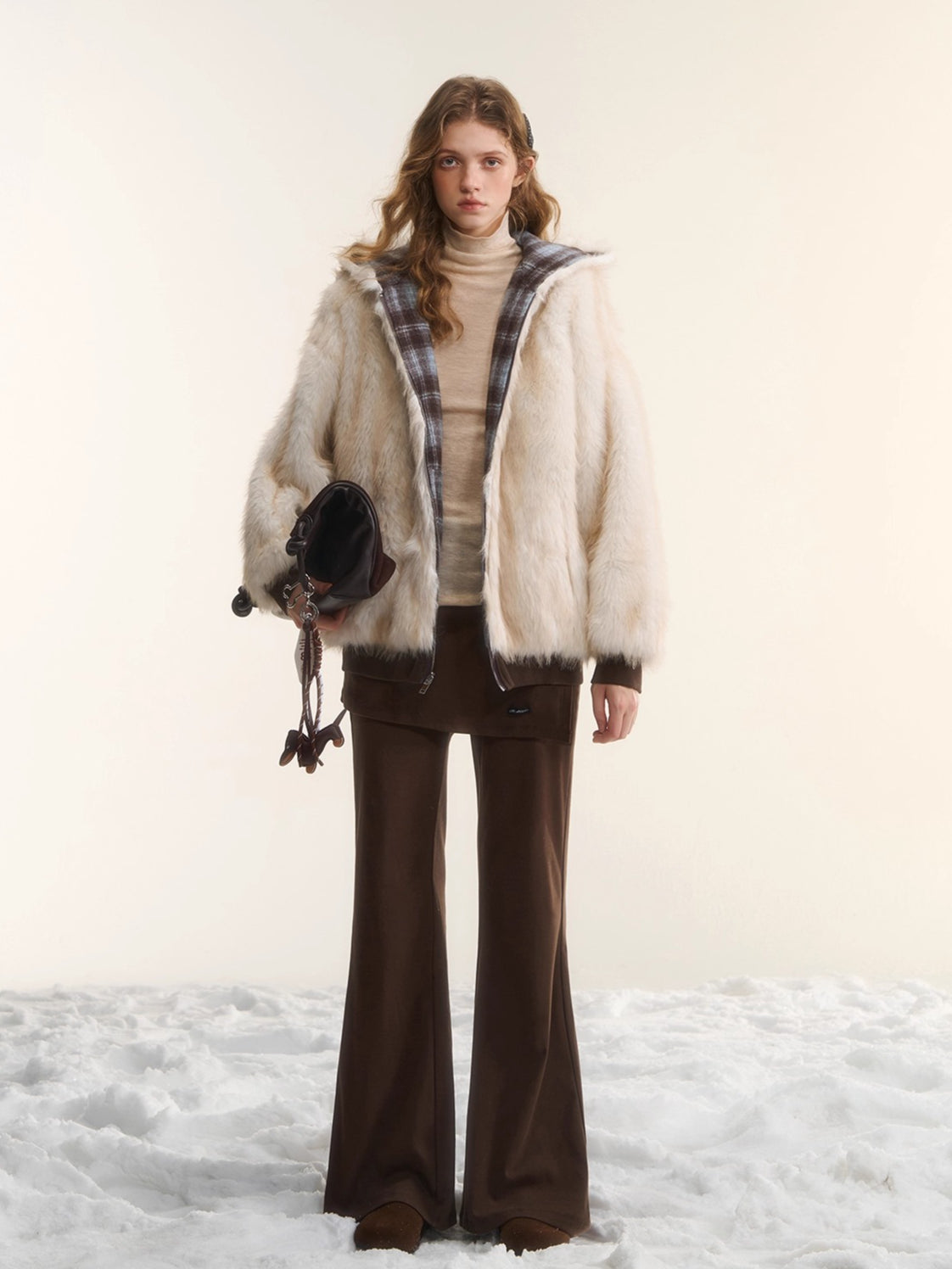 Asgony Asymmetric Layered Flare Knit Pants