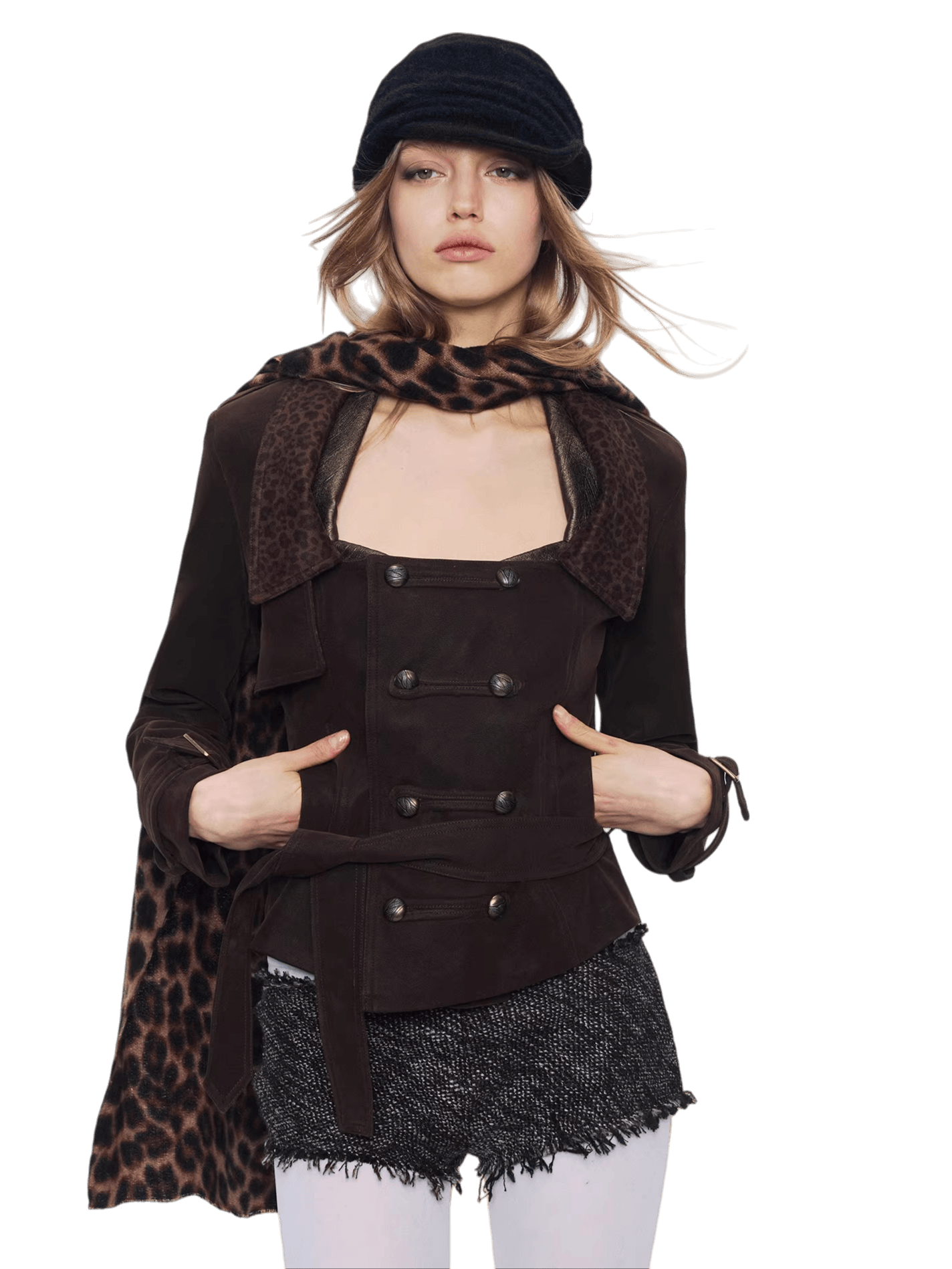 Punk Suede Short Trench Jacket