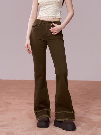 Washed Vintage-Style Loose Denim Pants