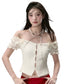 Off-the-Shoulder Sparkly 3D Pearl Mesh Blouse - CHINASQUAD