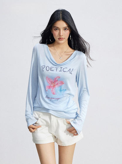 Soft Drape Floral Sun Protection Long Sleeve Top