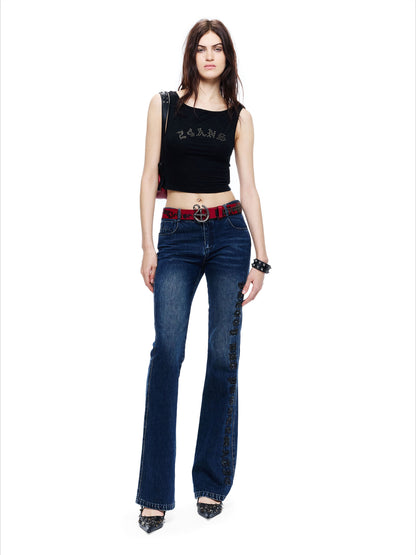 Enzyme-Washed Straight Denim Pants