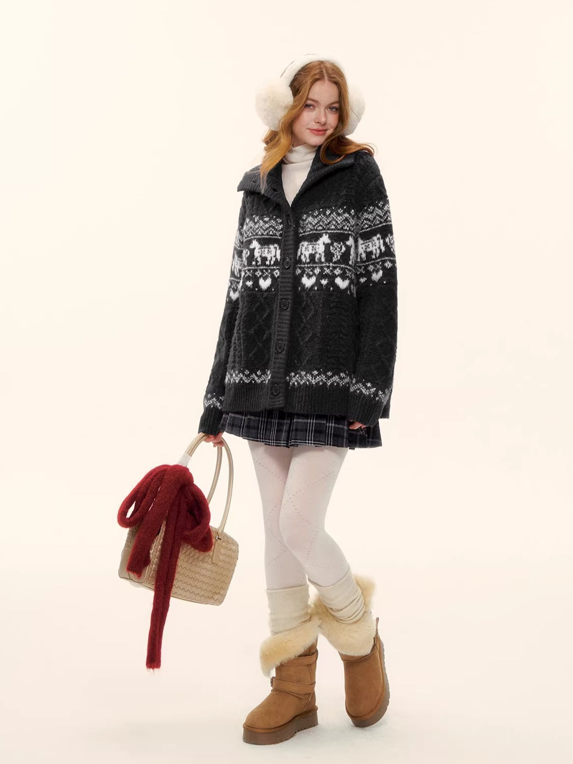 Red Loose Knit Sweater Cardigan