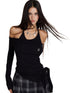 Off-Shoulder Two-Way Tie Irregular T-Shirt - CHINASQUAD