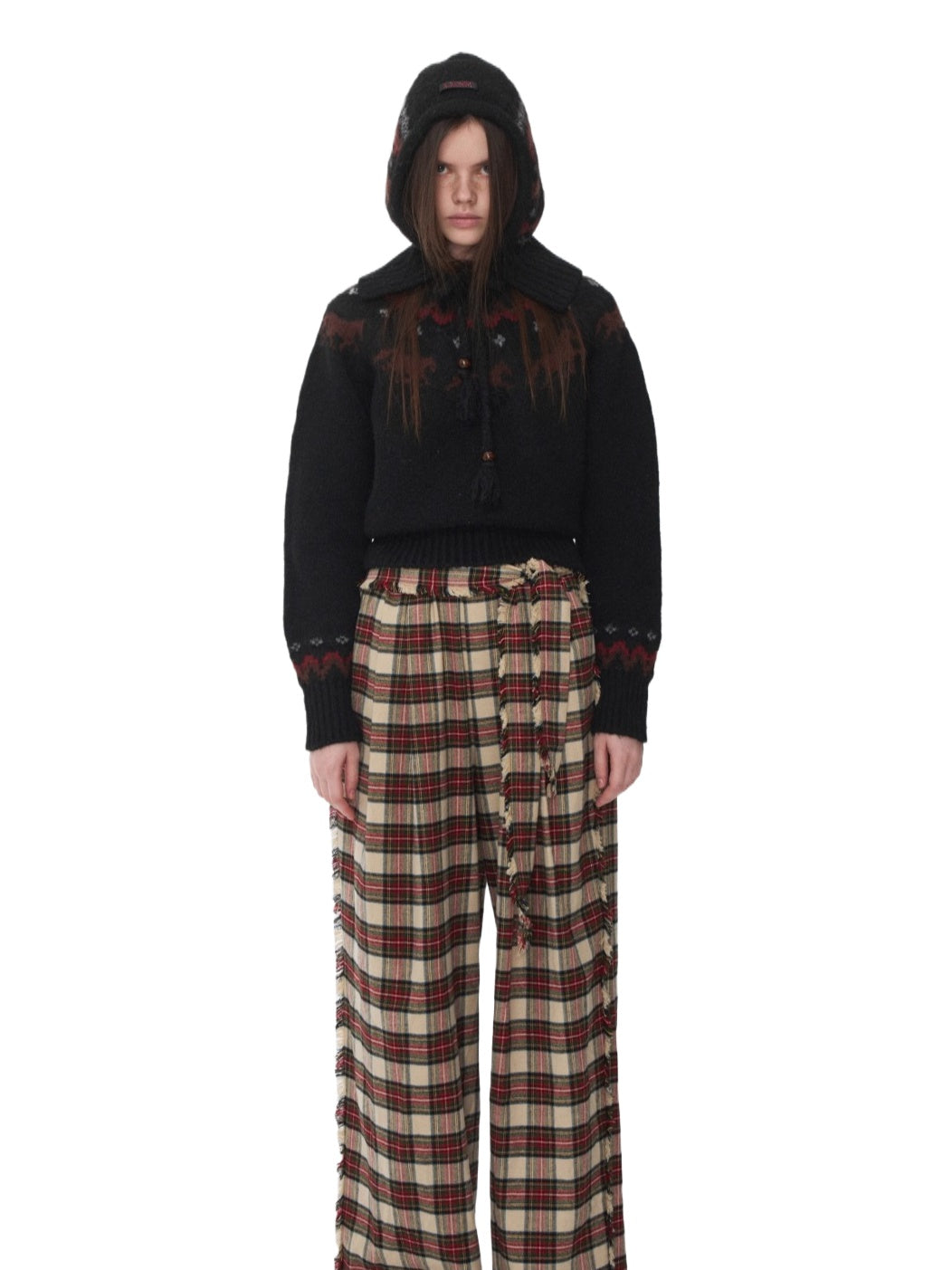 Fair Isle Pony Jacquard Knit Balaclava Hat