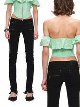 Vintage Washed Zip-Detail Skinny Jeans 1Jinn Studio