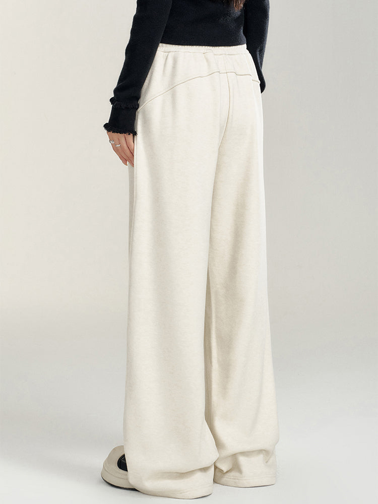 Pleated Fleece-Lined Wide-Leg Pants