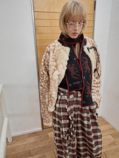 Fawn Pattern Printed Rex Rabbit Fur Jacket