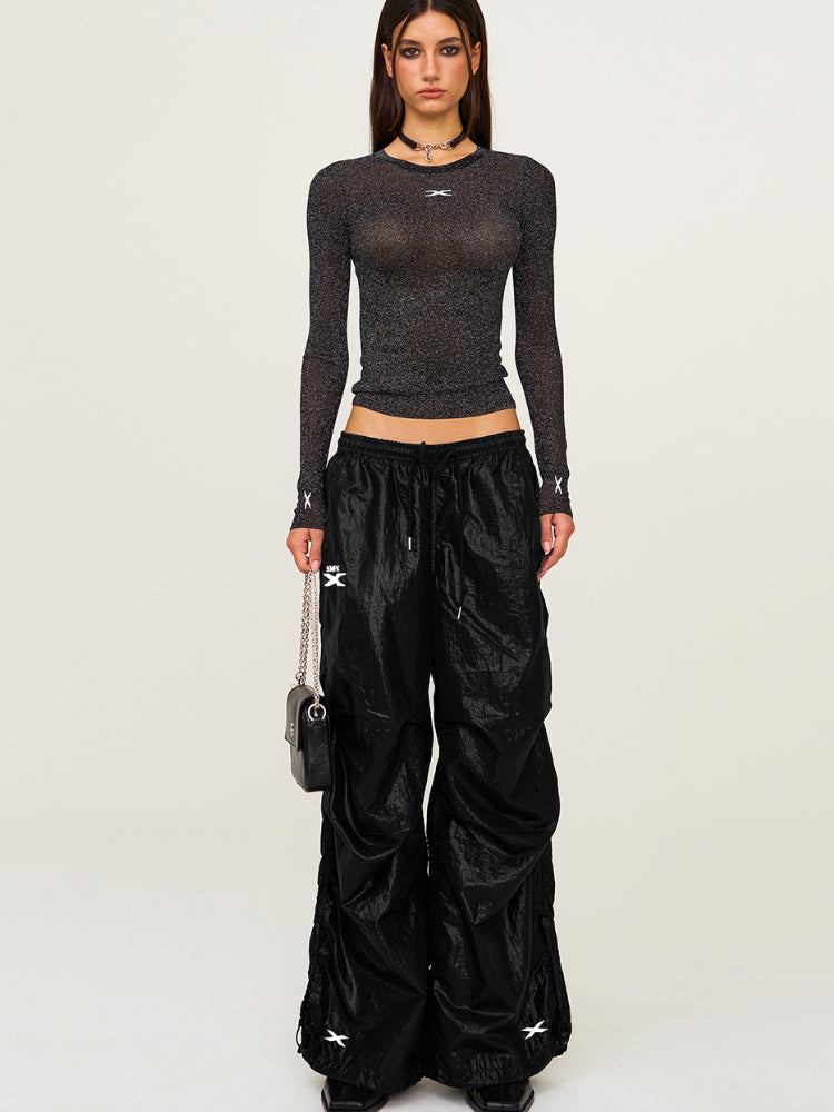 Embroidered Ultra-Light Wide-Leg Workout Pants - CHINASQUAD