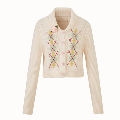 Cosagach Cream Wool Knit Cardigan &amp; Skirt Set