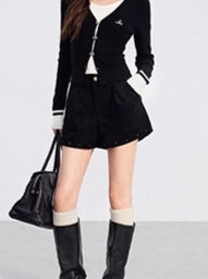 Studded Suede-Look High-Rise Shorts