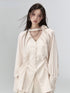 (Final Sale) Beige New Chinese-style Long-sleeved Shirt & Skirt Set - CHINASQUAD