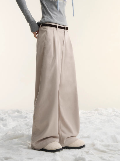 Fleece-Lined Relaxed Belted Trousers