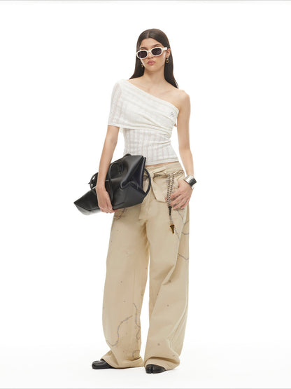 Rosa One-Shoulder Layered Lyocell Linen Tee