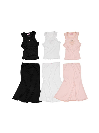 Snoopy Jacquard Knit Tank &amp; Midi Skirt Set 1Jinn Studio