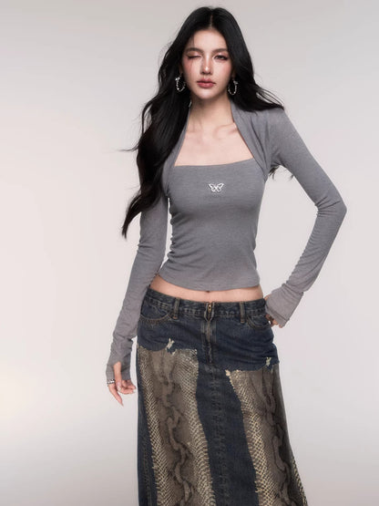 Sleeve-Detail Slim-Fit Knit Crewneck