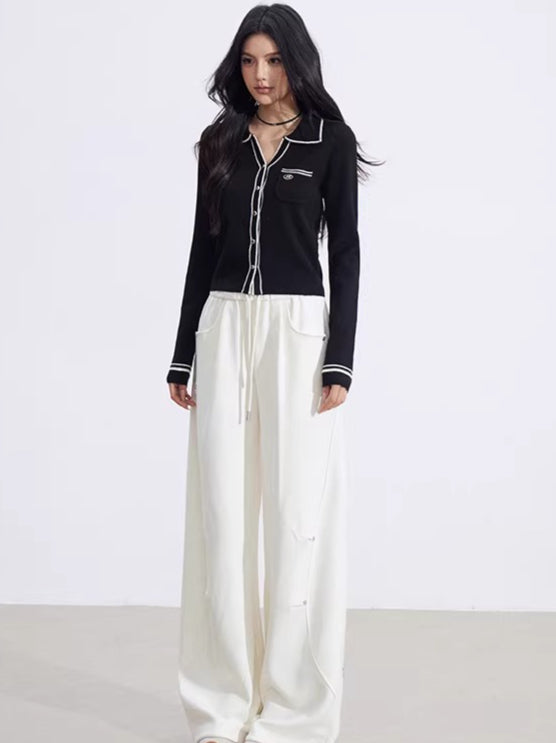 Color-Block Polo Collar Knit Base Layer