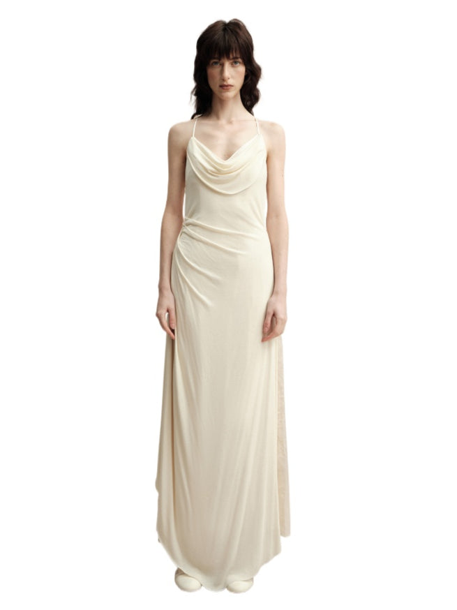 Knitted Draped Maxi Slip Dress