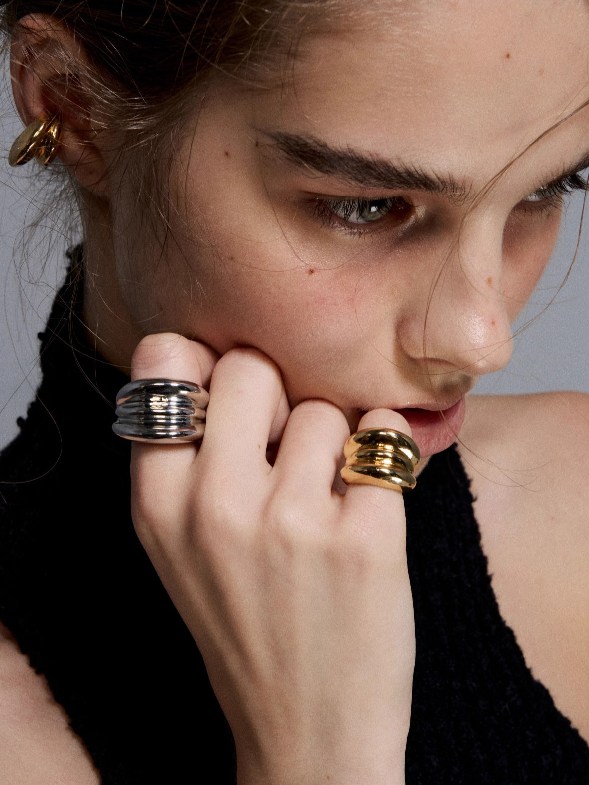 Reconstructed Dual-Tone Layered Punk Ring