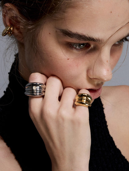 Reconstructed Dual-Tone Layered Punk Ring