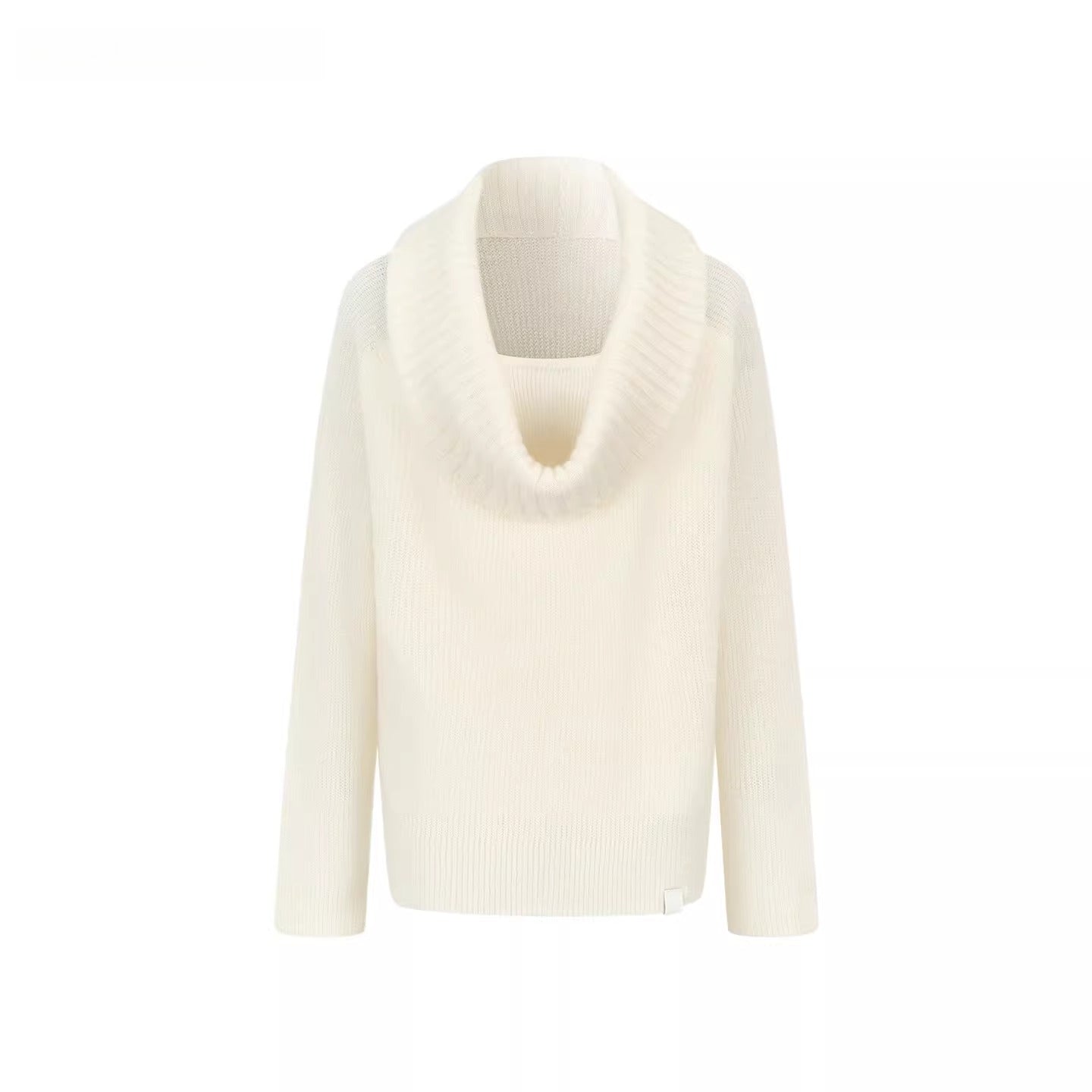 Relaxed Cowl-Neck Pullover Wool Knit Sweater