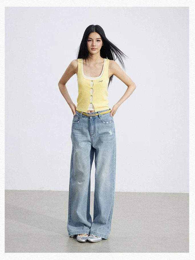 Layered Illusion Knit U-Neck Tank Top