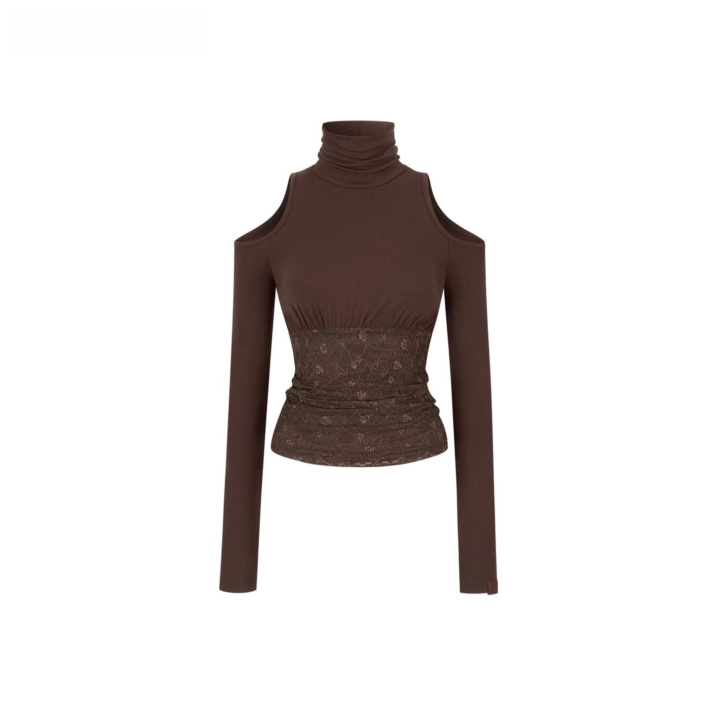 Lace-Panel Fitted Long-Sleeve T-Shirt