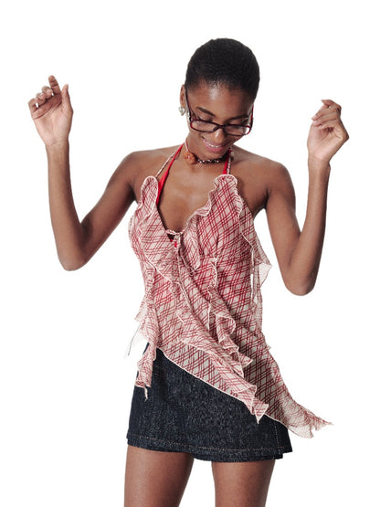 V-Neck Irregular Ruffled Cami