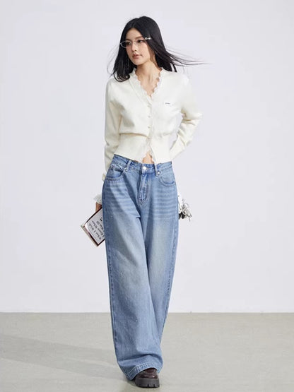 Heart Stud Wide-Leg Jeans