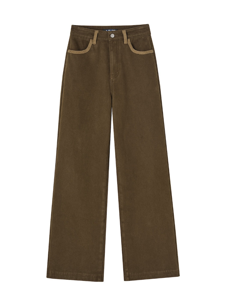 Corduroy Patch Fleece-Lined Casual Pants