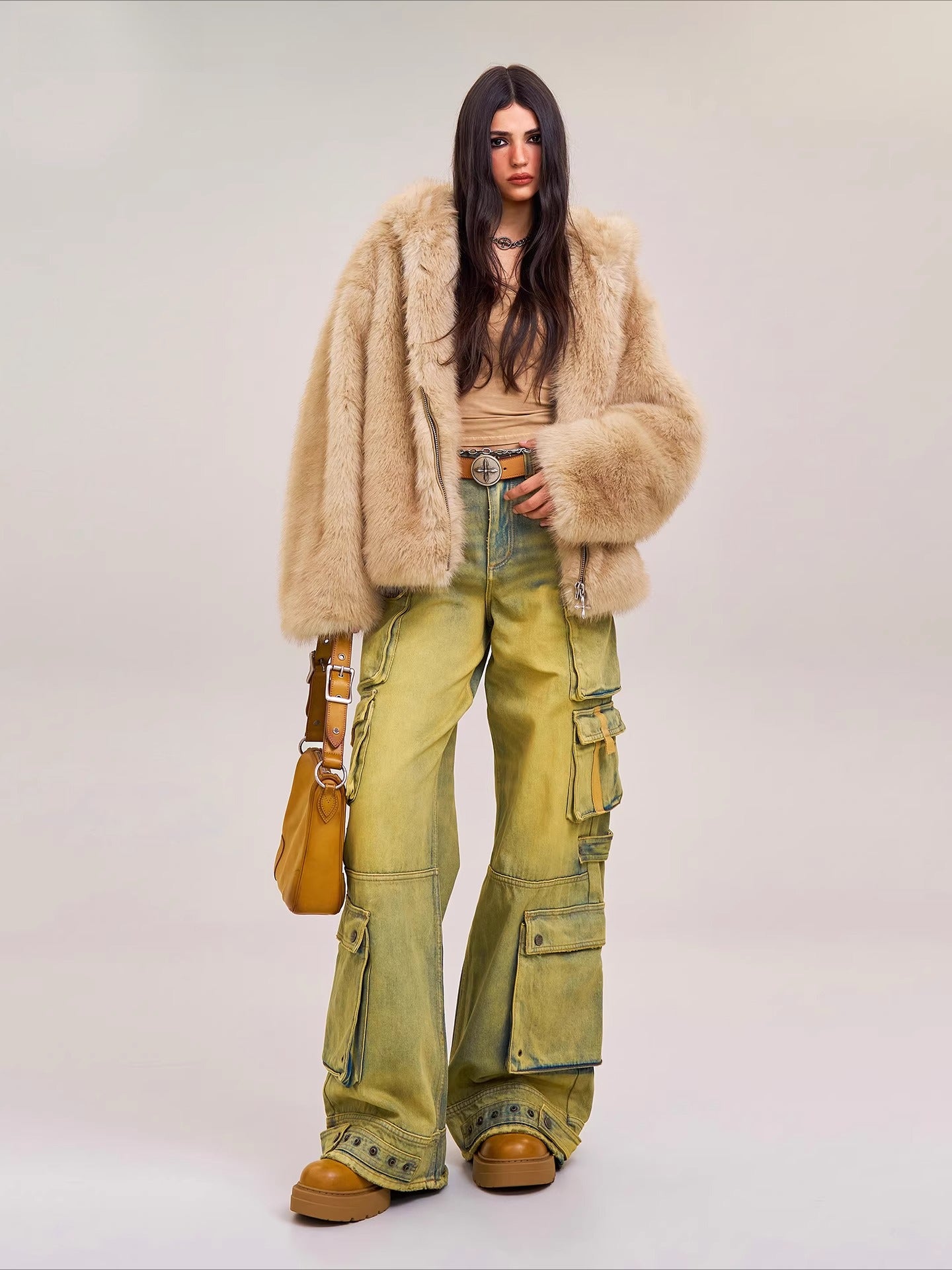 Wild Mustang Multi-Pocket Wide-Leg Jeans